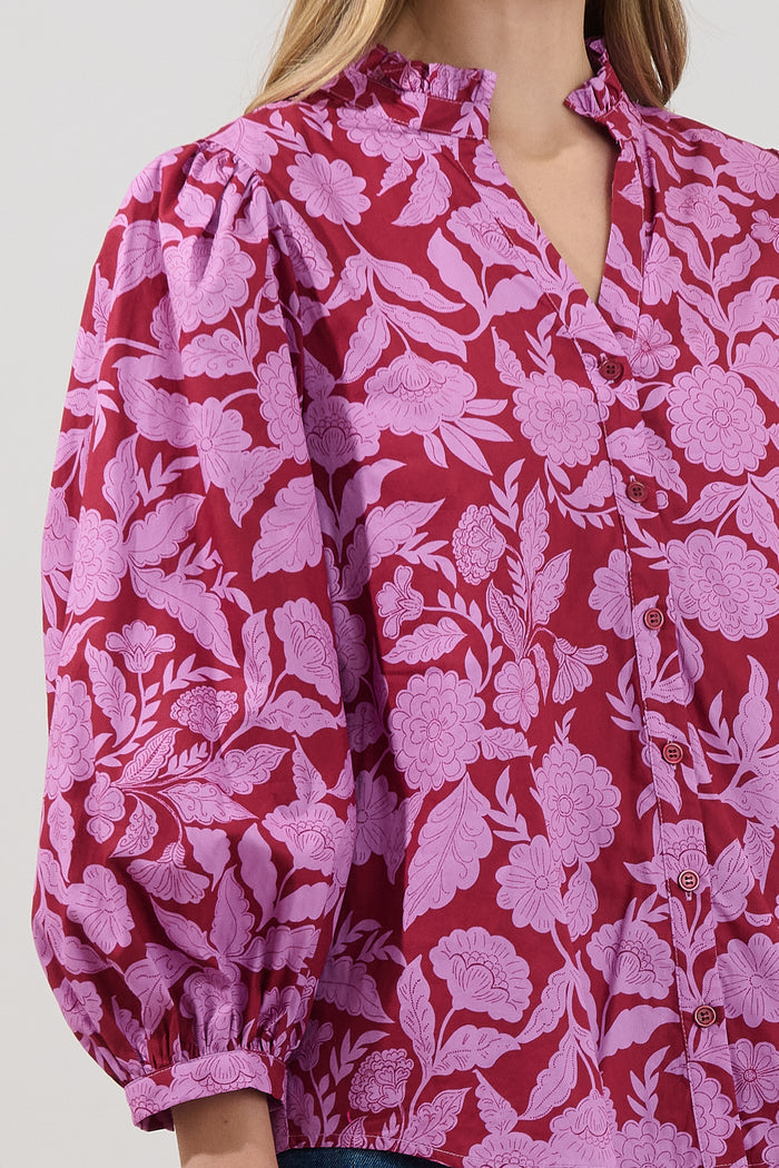 Ima Button Up Top Yunice Floral