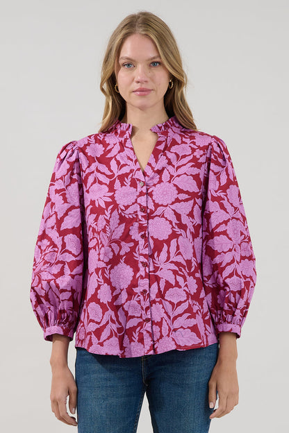 Ima Button Up Top Yunice Floral