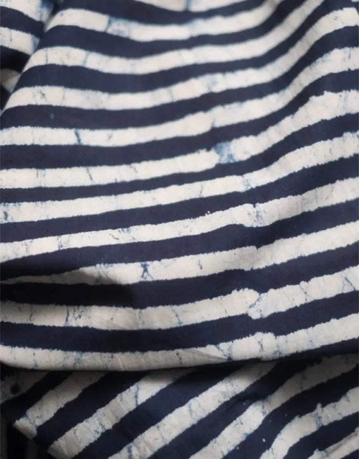 Indigo Hopscotch Indian Block Printed Cotton Fabric