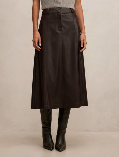 Isla Vegan Leather Midi Skirt Royal Berry Forever New