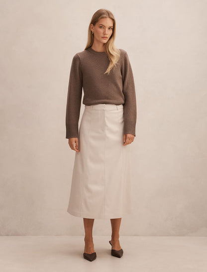 Isla Vegan Leather Midi Skirt Forever New