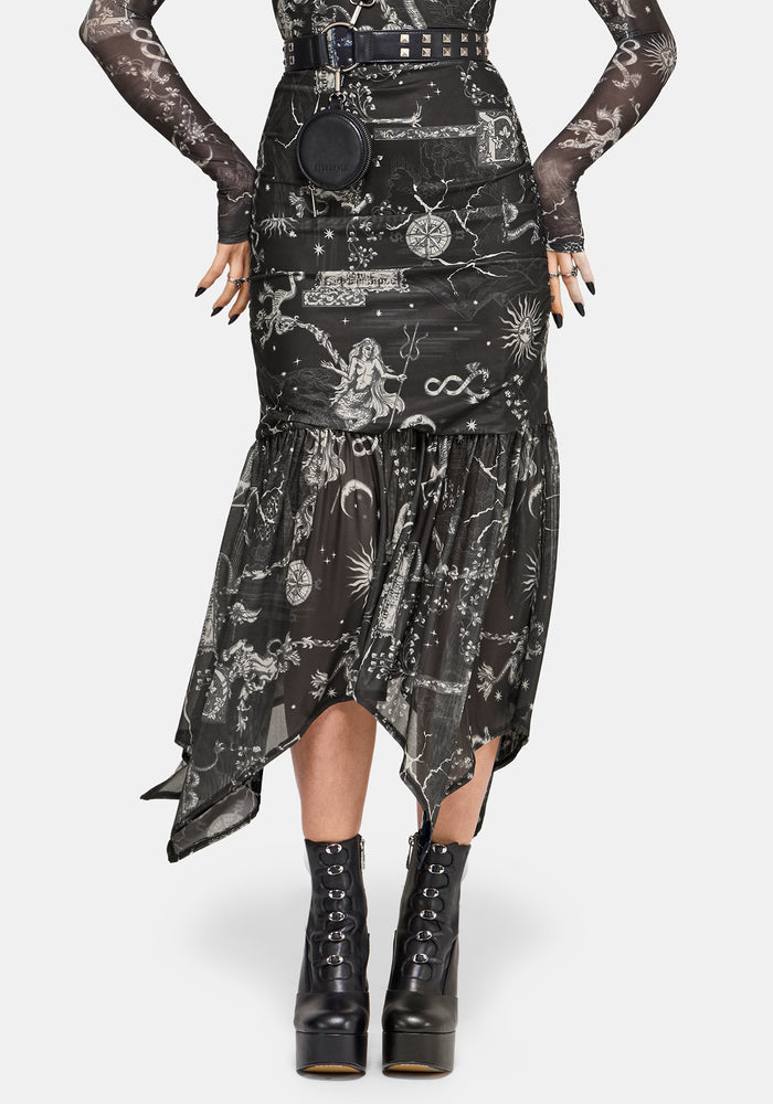 Isolde Medieval Map Mesh Midaxi Dress