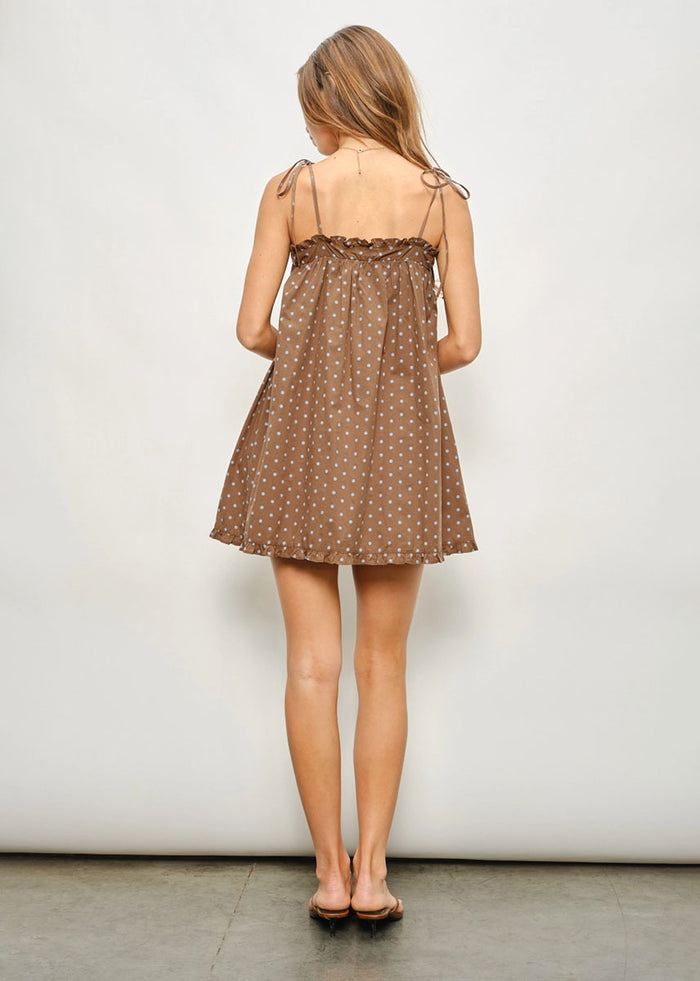 Iva Polka Dot Mini Dress - Brown