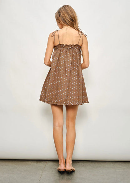 Iva Polka Dot Mini Dress - Brown