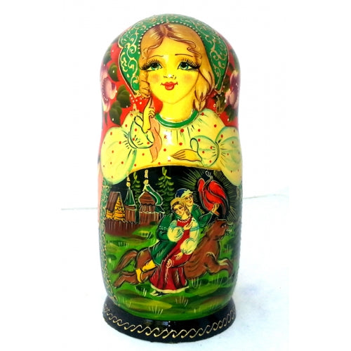 Ivan Tsarevich and Gray Wolf 10 piece Fairy Tale Nesting Doll Set