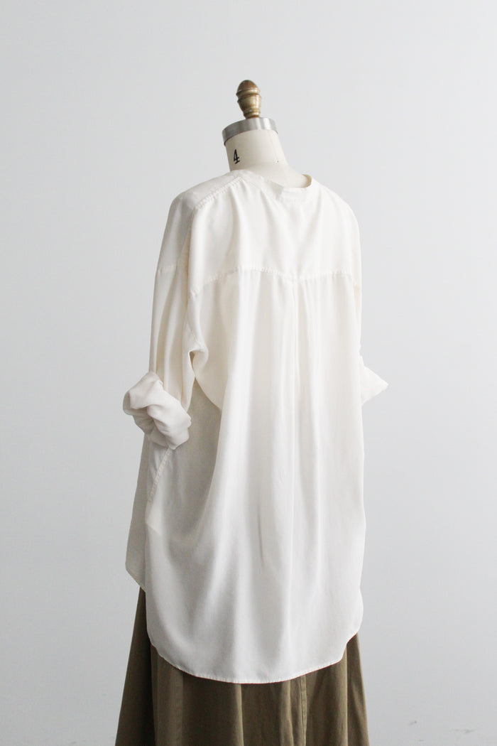 ivory silk button up tunic