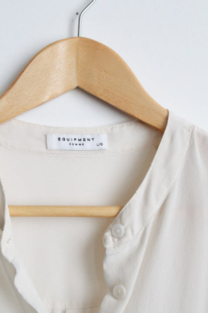 ivory silk button up tunic