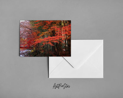 Japanese Scenery Autumn Mountain Park, Japan Landscape Custom Greeting Cards