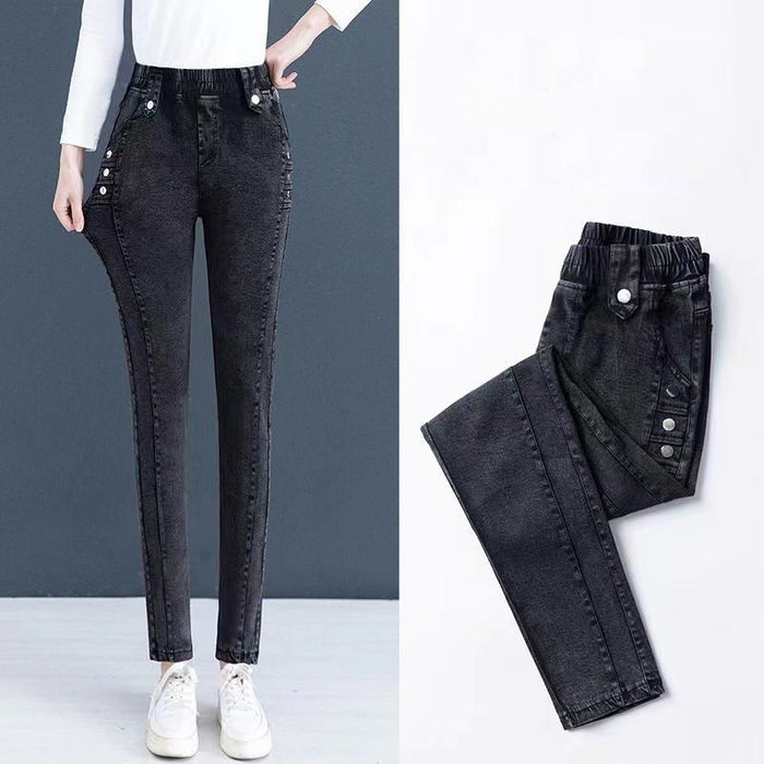Jean skinny élastique en peluche chaude