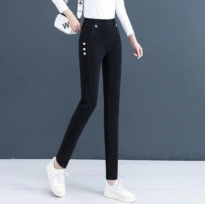Jean skinny élastique en peluche chaude