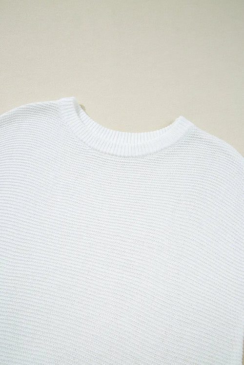 Jet Stream Solid Colour Sweater Tee with Side Slits - S / 100% Acrylic - Sweaters & Cardigans/Short Sleeve