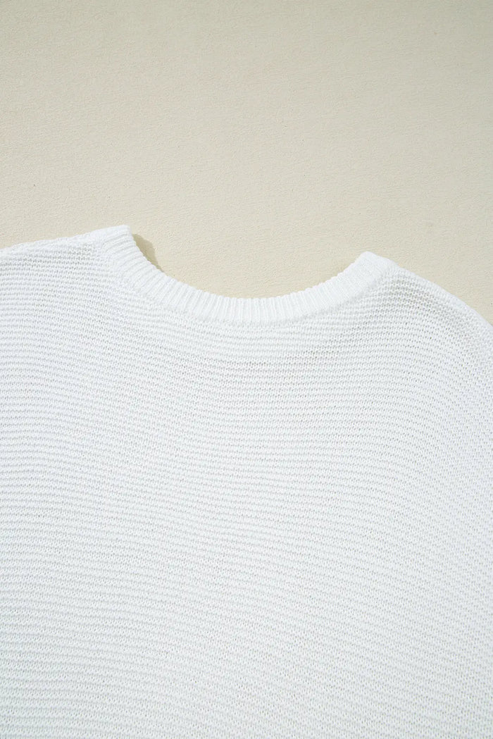 Jet Stream Solid Colour Sweater Tee with Side Slits - Sweaters & Cardigans/Short Sleeve