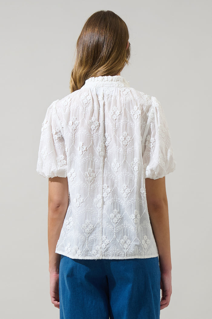 Joicy Embroidered Close to You Split Neck Top