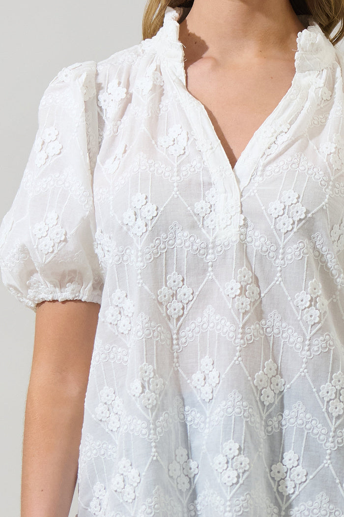 Joicy Embroidered Close to You Split Neck Top