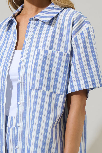 Joncy Striped Otto Short Sleeve Button Down Shirt
