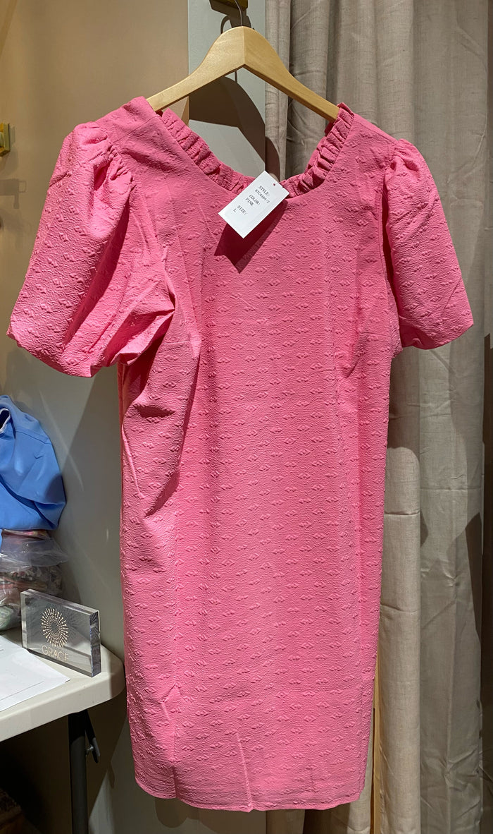 JoyJoy Puff Sleeve Textured Dress