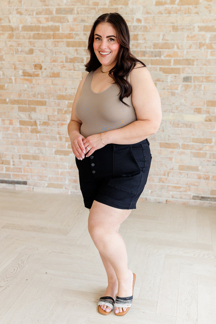 Judy Blue High Waist Button Fly Trouser Shorts Black