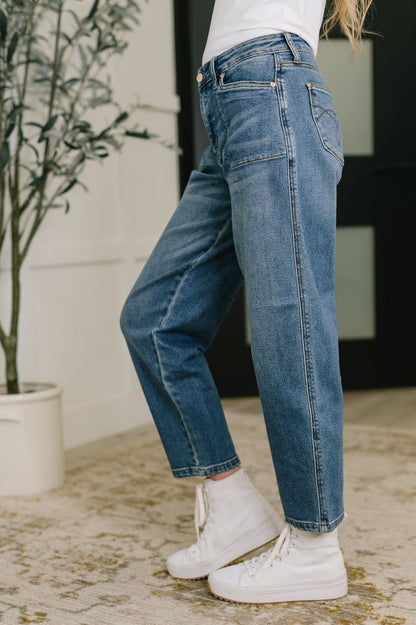 Judy Blue High Waist Classic Soft Barrel Stitch Thru Pocket Ankle Jeans