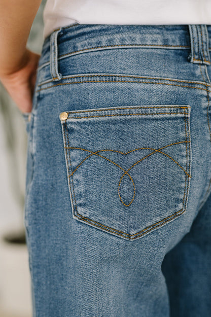 Judy Blue High Waist Classic Soft Barrel Stitch Thru Pocket Ankle Jeans