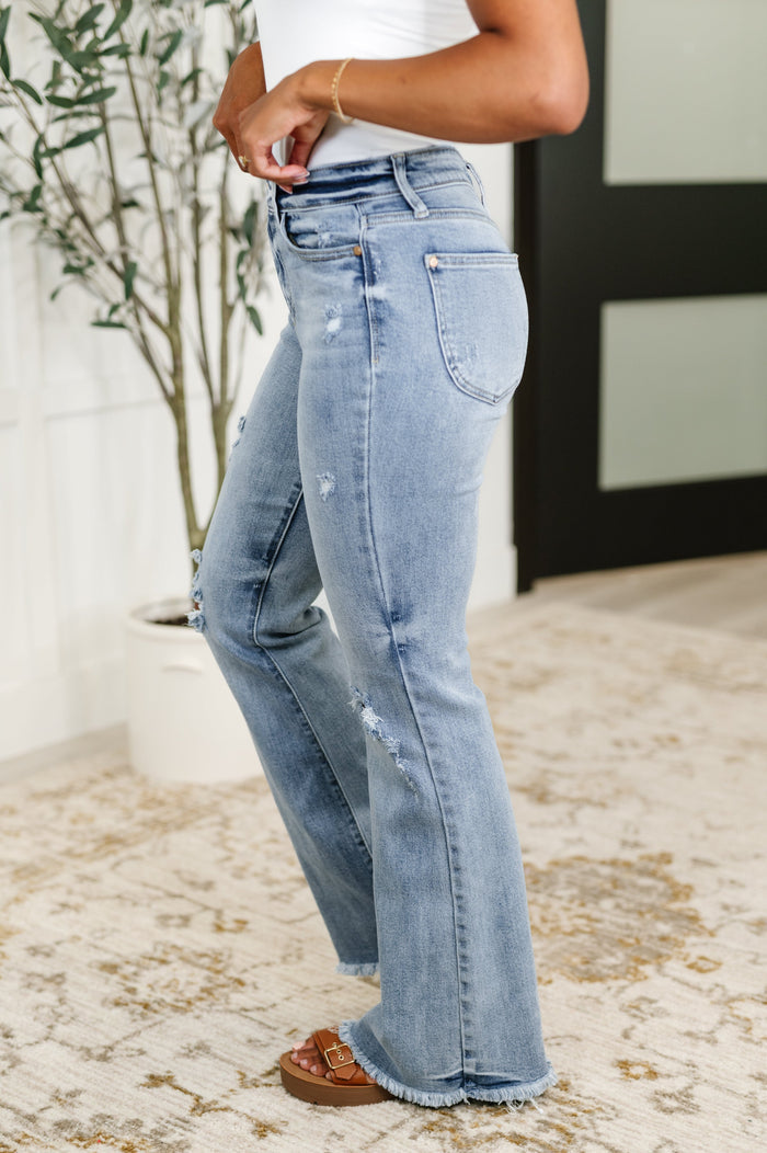 Judy Blue High Waist Fray Hem With Shield Pockets Flare Jeans Tall (33" Inseam)