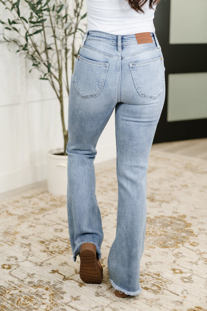 Judy Blue High Waist Fray Hem With Shield Pockets Flare Jeans Tall (33" Inseam)