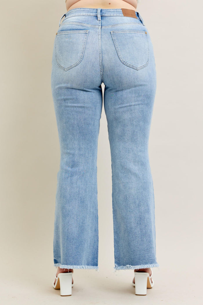 Judy Blue High Waist Fray Hem With Shield Pockets Flare Jeans Tall (33" Inseam)