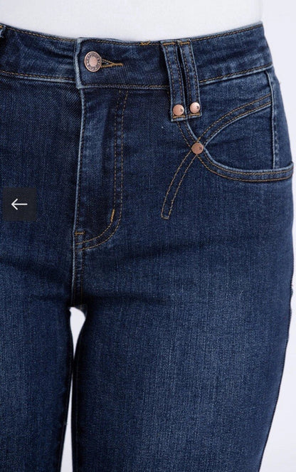 Judy Blue High Waist Straight Leg Cropped Jeans with side slits & Pocket Detail