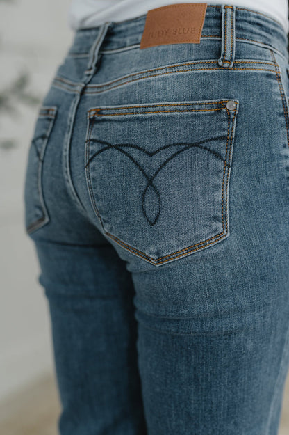 Judy Blue Mid Rise Boyfriend Classic Cuffed Jeans
