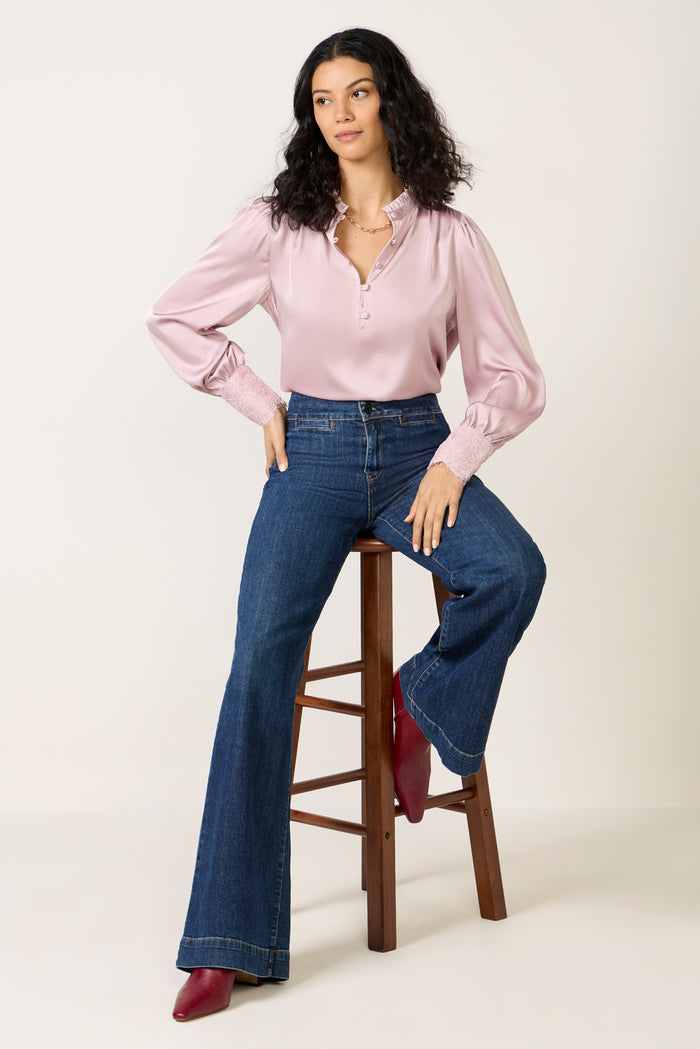 Kennedy Lace Cuff Satin Top