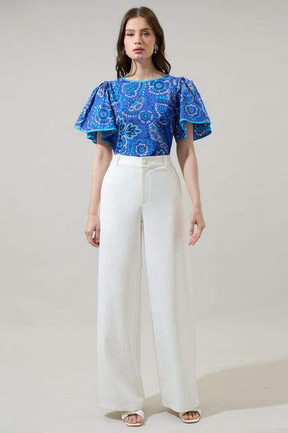 Kenner Floral Sydne Flutter Sleeve Top