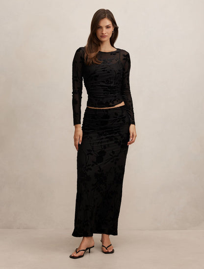 Kenzie Mesh Burn Out Skirt Forever New