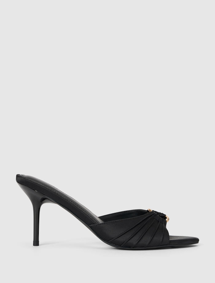 Kiana Gold Ring Detail Mule Heel Black Forever New