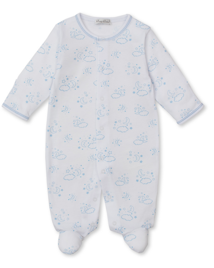 Kissy Kissy Snap Footie in Blue Cheerful Good Night