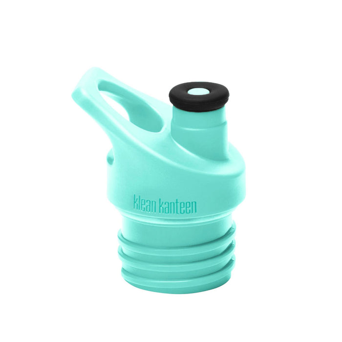 Klean Kanteen replacement sports cap side profile in aqua colour on a white background