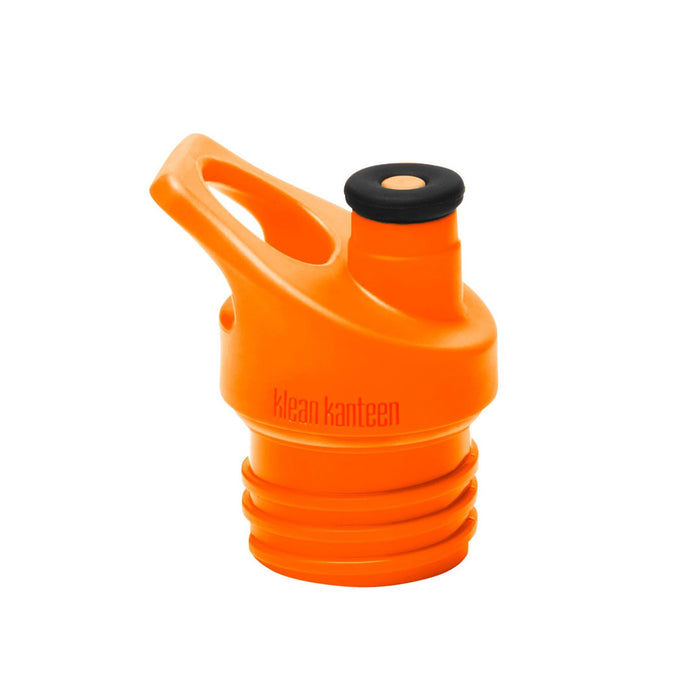 Klean Kanteen replacement sports cap side profile in orange colour on a white background