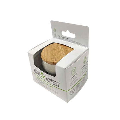 Klean Kanteen stainless steel leakproof water bottle cap with bamboo packaging