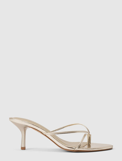 Kyla Thin Strippy Toe Post Sandal Heel Gold Forever New