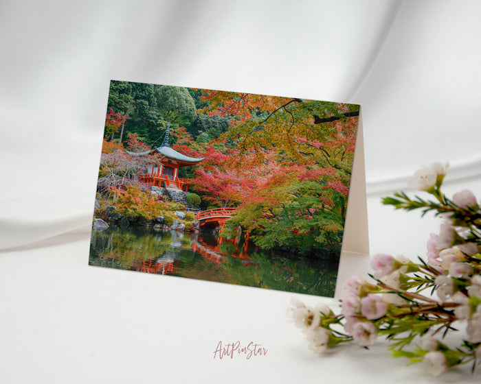 Kyoto Daigoji Temple Autumn Leaves, Japan Landscape Custom Greeting Cards