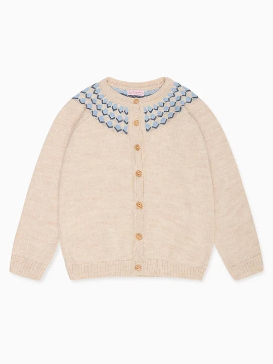 La Coqueta Neila Merino Cardigan in Oatmeal