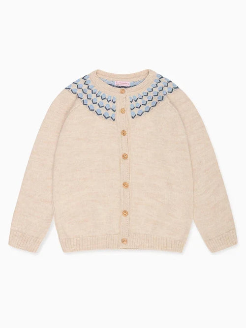 La Coqueta Neila Merino Cardigan in Oatmeal