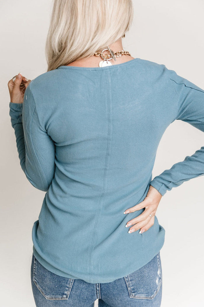 Lace Crochet V Neck Long Sleeve Top - Tops/Long Tops
