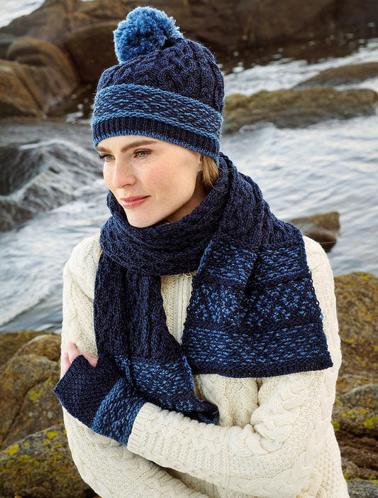 Ladies Fairisle Merino Wool Mittens - Midnight #color_midnight