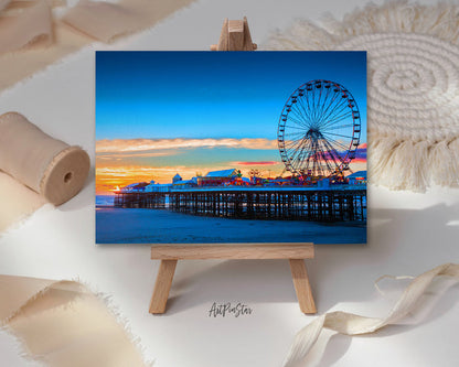 Lancashire Central Pier Blackpool and Ferris Wheel, United Kingdom Landscape Custom Greeting Cards