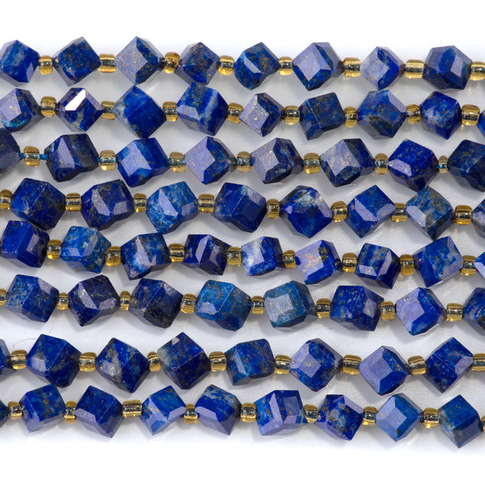 This is a Dakota Stones 6x8mm Lapis Corner Gemstone strand with A grade table-cut cube beads in 15-16 inch strand.