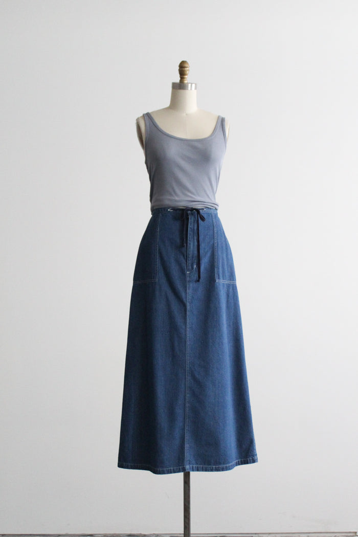 laurel lake denim maxi skirt