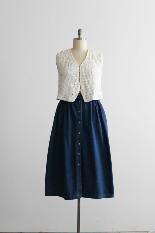 laurel lake denim midi skirt