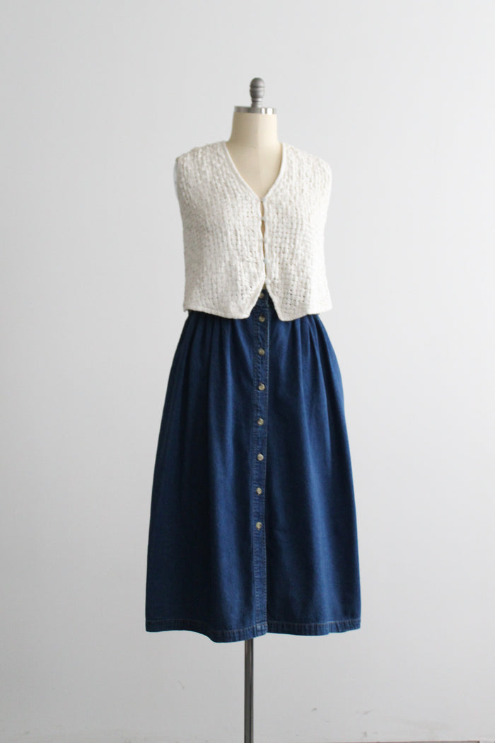 laurel lake denim midi skirt