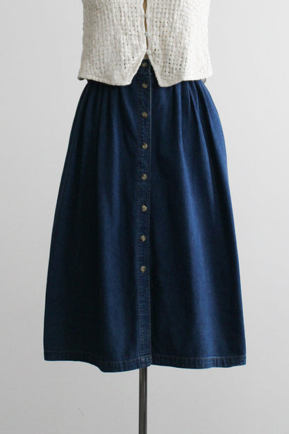 laurel lake denim midi skirt