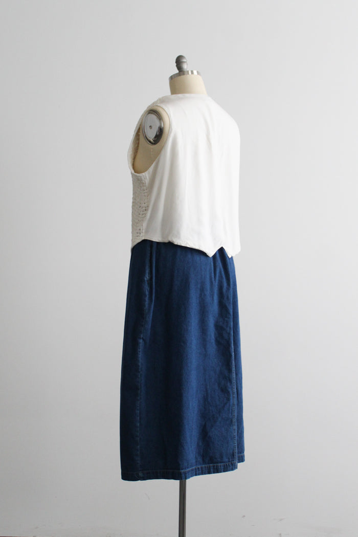 laurel lake denim midi skirt