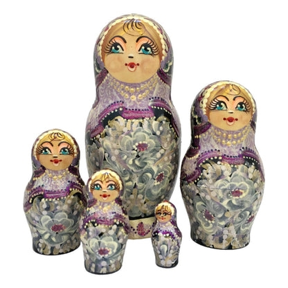 Lavender Russian Dolls Set of 5 BuyRussianGifts Store